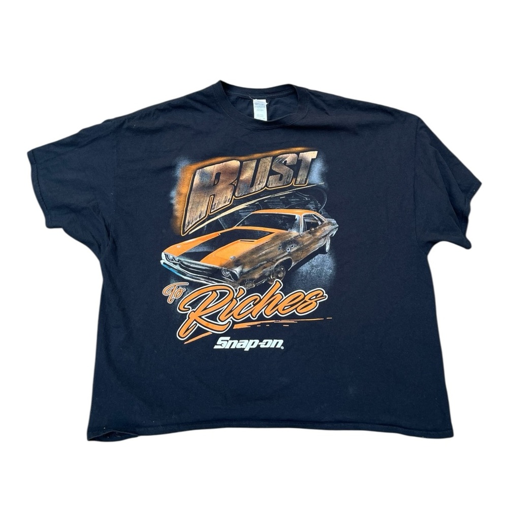 Vintage Men’s 3XL Snap-On Tools Black and Orange Graphic Tee